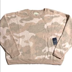 LUCKY BRAND Pink Camo Camouflage Crew Neck Long Sleeve Pullover Sweater Size XL